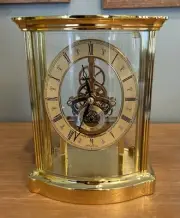 New in Box SETH THOMAS Brass & Glass Skeleton Clock "MGO1516" READ