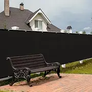 SPORTYOUTH 4ft x 50ft Privacy Screen Fence Windscreen Cover, Heavy Duty Fencing Mesh Shade Sail Net Barrier for Outdoor Yard Wall Garden Patio Deck, Cable Zip Ties Include (4' x 50' Black)