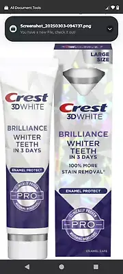 New Crest 3D White Brilliance Pro Enamel Protect Teeth WhiteningToothpaste 3.5oz
