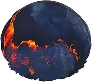 Kilauea Volcanos Print Various Activities Shower Cap Reusable Soft And Lightweight Bath Hair Cap Long Hair