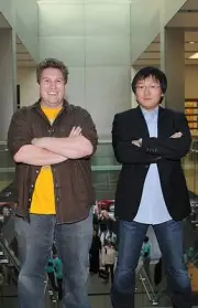 Actors Nate Torrence Masi Oka attend the "Get Smart" iTunes in-sto- Old Photo 8