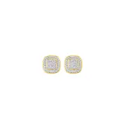 9ct Gold Diamond Cushion Shape Stud Earrings