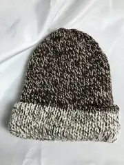 Handmade Brown and White Wool Unisex Beanie