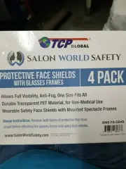 Face Shields with Glasses Frames (Pack of 4) Ultra Clear Protective Full Face