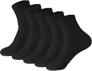 [V-LAFUYLIFE] 5 Pairs Athletic Running Socks for Men & Women Anti-Blister Moisture-Wicking Sports Low Cut Elastic Arch Support Crew Sock (Black), M-black