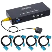 VGA KVM Switch 4 Port USB VGA KVM Switcher for 4 Computers Share 1 Monitor 3 USB