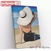 Paint By Numbers Kit Woman Beach Brush Kids Wall Beginner Home Draw Canvas