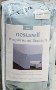 Nestwell 15-Inch Drop Wraparound Bed Skirt Light Blue King 76 X 79 Inches