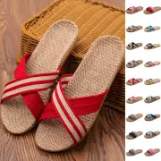 Unisex Slides Linen Flat Sandals Women Men Comfort Beach Floor Slide Sandal Flax