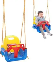 3 in 1 Toddler Swing Set, Heavy Duty Detachable Baby Swing Seat, Ergonomics Arc Shaped Backrest, Rope Length Adjustable, Kids Swing Set for Backyard Playground Indoor Outdoor