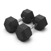 2 x 20kg Hex Rubber Coat Iron Dumbell Home Gym Strength Weight Commercial Grade