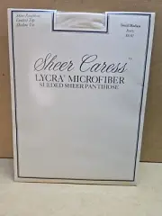 Vtg J.C. Penney Sheer Caress Pantyhose Sueded White Control Top Lycra S/M
