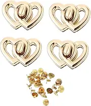 Outanaya 4pcs Double Heart Locks Durable Handbag Locks Antique Style Bag Accessories for Purse Flap Bags Present for Friends DIY Lovers