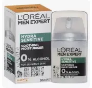 Loreal Men Expert Hydra Sensitive Soothing Moisturizer 1.69oz 0% Alcohol