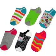 Notebook No Show Big Girl's 6-pair Socks-Small/Medium (6.5-7) - Multi (NEW)