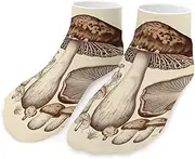 [QMNVBDS] Vintage Mushrooms Drawing Socks Ankle Length Socks Casual Short Socks for Women Men Low Cut Sports Socks Running Socks No Show Socks Ankle Socks Athletic Socks Workout Socks, Style, One Size