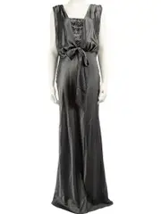 Grey Silk Dress With Sequin Top