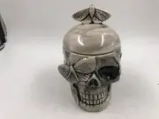 10 Strawberry Street Ceramic 8.5in Skull with Butterflies Cookie Jar BB02B08022