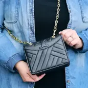 New Tory Burch Lambskin Chevron Shoulder Crossbody Mini Bag