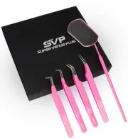 SV Lash Tweezers | Lash Extension Tweezers Set | 5Pcs Stainless Steel Eyelash...