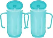 Beavorty 2Pcs Elderly Feeding Cup Spill Sippy Cups for Adults Portable Drinking Mug with Straw for Bedridden Patients Easy to Use and Carry