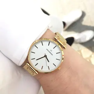 MOCKBERG瑞典設計師品牌手錶 ∣ 女錶 MO1007-SAGA 白面 / 金指針 / 金刻度