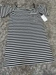Bailey 44 Anthropologie Black White Stripe Boogie Board Dress NWT Size S