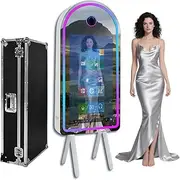 Mirror Photo Booth with 32" Touchscreen Photobooth Machine,DSLRBooth,RGB Fill Light,Flight Case for Wedding Parties Events (Machine)