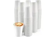 1200 White Disposable Coffee Cups 8oz Extra Strong Takeaway Paper Take Away Bulk