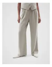 [Unison] Acetate Tailored Wide Leg Pant in Soft Khaki