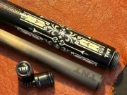 TNT Pool Cue With Carbon Fiber Shaft. Black Leather Wrap.