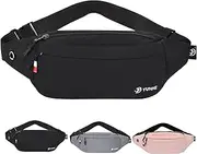 Bum Bag for Ladies Women Men Girls Bumbags Waist Fanny Pack with Headphone Jack and Adjustable Belt for Sport Running Hiking Jogging Gifts for Men Women, Black, L, bumbag