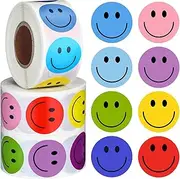 1500 Pieces Happy Smile Face Decal Small Happy Face Decal Mini Motivational Stickers Colorful Incentive Stickers Behavior Chart Stickers for Student (Assorted Color, 1 Inch)