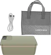 1L Capacity Cordless Heated Food Box Electric Food Box 40W Portable Electric Food Box Leakproof Food Warmer with Insulated Bag USB Rechargeable Food Box for Office Car Outdoor (B)