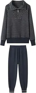 [LNYHLXS] Casual Two Piece Striped Hoodie Sweatpants Set with Temperament
