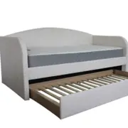 Wren Day Bed with Trundle Antique White weave fabric