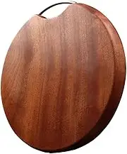 Wooden Chopping Board with Three dishcloths,Meal Prep Wooden Cutting Boards,Made of Whole-Cut Ebony Wood,Log Chopping Block for Kitchens(33 x 33 x 2.5 cm).