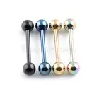 4pc 14 Gauge 16mm(5/8") 5mm Ball Titanium Anodized Tongue Barbell Tongue Ring