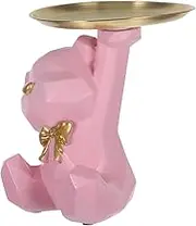 EXQUIMEUBLE Geometric Bear Figurine Key Holder Tray Cute Decorative Bowl for Home Office Candy Item Organizer Adorable Accent for Entryway Desk Craftsmanship