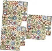 Sosoport 3sets Vintage Mexican Tile Stickers Peel and Stick Wall Decals for Living Room Bedroom Backsplash Removable Tiles Pvc Material 24pcs*3