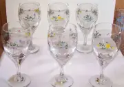 6x Pfaltzgraff MEADOW LANE 10 oz Stemware, Springtime Wine, Water, Tea Goblets