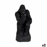 Decorative Figure Gorilla Black 20 x 45 x 20 Cm 2 Units