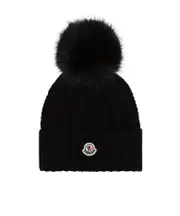 HataMoncler Pom Pom Embellished Knitted Beanie One size black