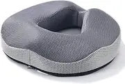 Memory Foam Seat Cushion,Donut Cushion Office Chair Cushion, Tailbone Hemorrhoid Cushion Pain Relief, with Non-Slip Bottom for Office, Gaming Desk Chairs (Grey) (Grey)