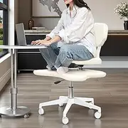 [YUKSAL] Cross Legged Office Chair with Wheels, Criss Desk Home Meditation, Yoga ADHD Ergonomic Kneeling with Lumbar Support and Adjustable Height Stool