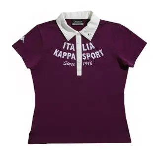 【KAPPA】KAPPA義大利舒適時尚女彈力棉彩色POLO衫(紫 白)
