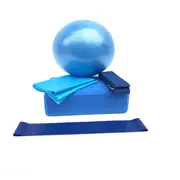5Pcs/Set Exercise Set: Yoga ball, Yoga bloc, Yoga stretching band, Cotton strap, Resistance loop