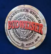 BUDWEISER - *US MADE* - Round Metal Sign - Man Cave Garage Bar Pub Wall Décor