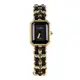 Chanel Premiere Rocks皮革交織18K金鍊帶八角形鏡面石英錶(黑X金-M)