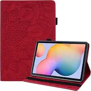 [YBFJCE] Case for Samsung Galaxy Tab S6 Lite 10.4 inch 2022/2020,Slim Stand Shell Protective Case with Pencil Holder,Premium PU Leather Folio Cover for Galaxy Tab S6 Lite (SM-P613/P619/P610/P615),Red